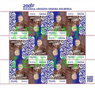 2014.02.22. 200 Anniversary Of The Birth Of Oskar Kolberg - Ethnographer - MNH Sheet Tete-beche - Unused Stamps