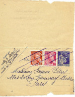 LBL23 - FRANCE EP CL PAIX 65c + COMPL.T MERCURE 30c+5c OBL. MANUELLE AU CRAYON BLEU ECRITE LE 1/6/1941 - Letter Cards