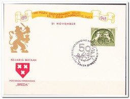 50 Jarig Bestaan Postzegelvereeniging Breda 1943 Met Perforatiezegel - Plaatfouten En Curiosa