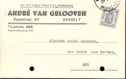 Briefkaart Carte Lettre - Pub Reclame André Van Gelooven - Electriciteitswerken Hasselt 1945 - Postkarten 1934-1951