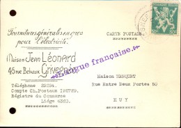 Briefkaart Carte Lettre - Pub Reclame Maison Jean Léonard Grivegnée 1945 - Postcards 1934-1951