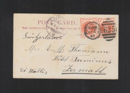 UK PC Portsmouth 1897 To Switzerland - Covers & Documents