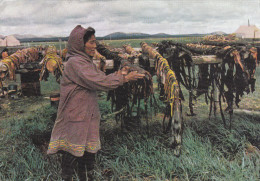 Delcampe - Cpa,alaska,séchage Des Peaux De Baleines,métiers Anciens,et Au Dos Pub Laboratoire La Biomarine,dieppe,france - Altri & Non Classificati