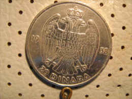 KINGDOM Of YUGOSLAVIA 20 Dinara 1938 Silver - Joegoslavië