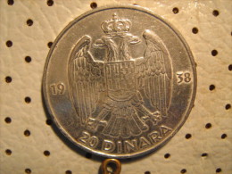 KINGDOM Of YUGOSLAVIA 20 Dinara 1938 Silver - Joegoslavië