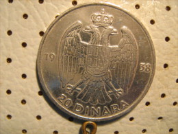 KINGDOM Of YUGOSLAVIA 20 Dinara 1938 Silver - Joegoslavië