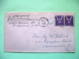 USA 1943 Cover Richmond To Louisville - Eagle Win The War - Lettres & Documents