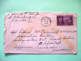 USA 1945 Cover Saint Petersburg To Jefferson Barracks (military) - Roosevelt And White House - Covers & Documents