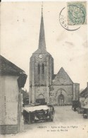 Chéroy   89  Eglise Et Place De L'église Un Matin De Marché CPA - Cheroy