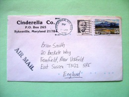 USA 1991 Cover Frederick To England - Harry Truman Wyoming Landscape Mountain - Covers & Documents