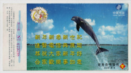 Marine Life Tursiops Truncatus Bottlenose Dolphin Jumping,China 2000 Jinxian Telecom Bureau Advert Pre-stamped Card - Delfines