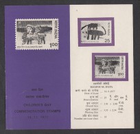 INDIA, 1977,   Children´s Day, Childrens Day,  Folder(Brochure). - Briefe U. Dokumente