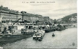 N°36866 -cpa Rouen -quai De Paris -péniches- - Péniches