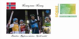 Spain 2014 - XXII Olimpics Winter Games Sochi 2014 Gold Medals Special Prepaid Cover - Biatlón – Relevos Mixtos Norway - Hiver 2014: Sotchi