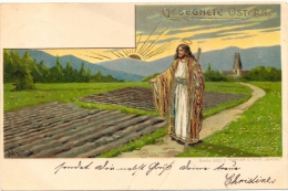 Ostern, Christus, Acker, Karte Mit Etwas Prägung, Sign. Mailick, 1902 - Mailick, Alfred