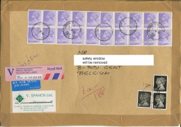 Very Fine Cover  Registered To Belgium Mixed Franking With Booklet Panes DP54 !! - Stamped Stationery, Airletters & Aerogrammes