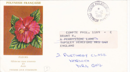 FLOWER, HIBISCUS, COVER FDC, 1980, FRENCH POLYNESIA - FDC