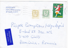 COAT OF ARMS, SANTA CLAUS ON SKATES, STAMPS ON COVER, 1995, FINLAND - Brieven En Documenten