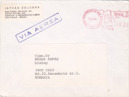 AMOUNT 0.84, BERNARDO DO CAMPO, FLAG METERMARK, MACHINE STAMPS ON COVER, 1994, BRASIL - Cartas & Documentos