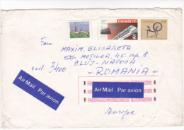 PARLIAMENT BULDING, TRAIN, SPINNING WHEEL, STAMPS ON COVER, 1986, CANADA - Brieven En Documenten