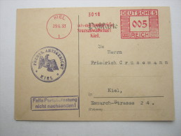 KIEL, Firmenkarte Mit Freistempel 1933 - Kiel