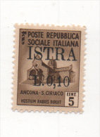 Fra511 Repubblica Sociale Italiana Monumenti Distrutti Occupazione Occupation Istria Istra Pola 22 Soprastampa Overprint - Yugoslavian Occ.: Istria