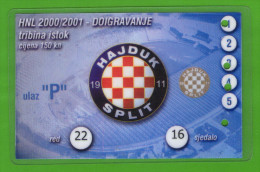 FC HAJDUK Split - Croatia Premier League 2000/01. Plasticized Ticket Annual Subscription * Football Soccer Fussball Foot - Tickets D'entrée