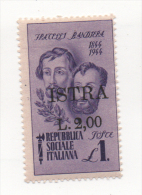 Fra512 Repubblica Sociale Italiana Fratelli Bandiera Occupazione Occupation Istria Istra Pola N.32 Soprastampa Overprint - Occ. Yougoslave: Istria