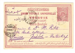 Ganzsache Von Galata Nach Zürich Mit Ankunfts Stempel 3-8-1900 - Briefe U. Dokumente