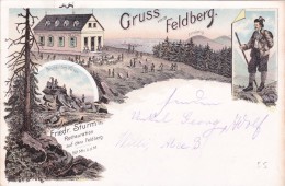 Feldberg I.Taunus, Brunhilden Felsen,Restauration Sturm, Altkönig,  Lithographie - Taunus