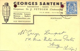 Briefkaart Carte Lettre - Pub Reclame Georges Santens - Petegem Oudenaarde - 1945 - Postcards 1934-1951