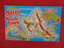 Map- Aloha    Oahu & Waikiki Beach  1975 Cancel     Ref 1193 - Oahu