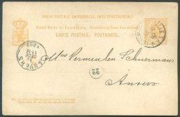 LUXEMBOURG TO BELGIUM Postal Stationery 1882 VF - Postwaardestukken