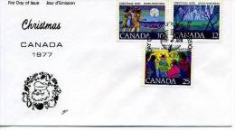 FDC CANADA  Noël Amérindien 1977 Y&T: 643-5 Scott: 741-3 - Indiens D'Amérique