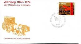 FDC CANADA 1974  Centenaire Ville De Winnipeg  Y&T: 533 Scott: 633 - 1971-1980