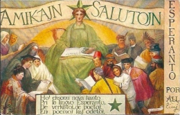 Postcard (Esperanto) - Amikajn Salutojn - Esperanto