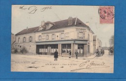 CPA Couleur - LES MUREAUX - Place De La Gare - Hôtel De La Terrasse - éditeur Dupin - 1904 - Les Mureaux