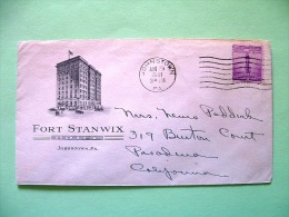 USA 1941 Cover Johnstown To Pasadena - Torch - Hotel Logo - Covers & Documents