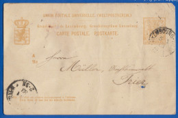 Luxembourg; Ganzsache 10 Centimes; 1883 Nach Trier - Entiers Postaux