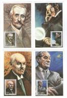 YUGOSLAVIA JUGOSLAVIJA 4 X MC MK MAXIMUM CARD 1993 FAMOUS PEOPLE NIKOLA TESLA  ALEKSA ŠANTIĆ  MIHAILO PETROVIĆ - Cartes-maximum