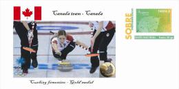 Spain 2014 - XXII Olimpics Winter Games Sochi 2014 Gold Medals Special Prepaid Cover - Curling Femenino Canada Team - Hiver 2014: Sotchi