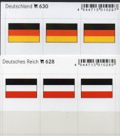 2x3 In Farbe Flaggen-Sticker DR+Deutschland 7€ Kennzeichnung An Alben Karten Sammlungen LINDNER #628+630 Flag Of Germany - Altri & Non Classificati