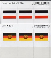 2x3 In Farbe Flaggen-Sticker Deutschland:DR+DDR 7€ Kennzeichnung An Alben Karte Sammlung LINDNER 628+634 Flag Of Germany - Autres & Non Classés