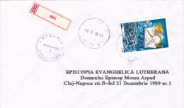 LETTER, HORN, OVERPRINT STAMPS ON REGISTERED COVER, 1999, ROMANIA - Briefe U. Dokumente