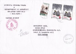 MARAMURES WOODEN CHURCH, SNAKE, OVERPRINT STAMPS ON REGISTERED COVER, 2000, ROMANIA - Cartas & Documentos
