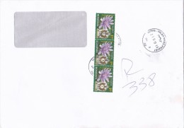 FLOWER, CLOCK, STAMPS ON REGISTERED COVER, 2013, ROMANIA - Brieven En Documenten