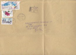 ROMANIA IN EUROPEAN COUNCIL, HIBISCUS FLOWER, PLANE, STAMPS ON REGISTERED COVER, 1999, ROMANIA - Storia Postale