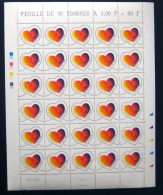 FRANCE 1999  FEUILLE COMPLETE YT 3218** ; SAINT VALENTIN - COEUR AVEC "je T'aime"; 30 TIMBRES PAR FEUILLE - Ganze Bögen