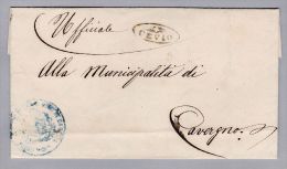 Heimat TI CEVIO 1863-08-25 Strahlenstempel Amtlich Brief Mit Inhalt Nach Cavergno - ...-1845 Prephilately