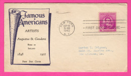 Lot De 4 Enveloppes First Day Cover - 1940 - Avec Timbres - A. ST GAUDENS - G. C. STUART - D. C. FRENCH - J. M. WHISTLER - 1851-1940